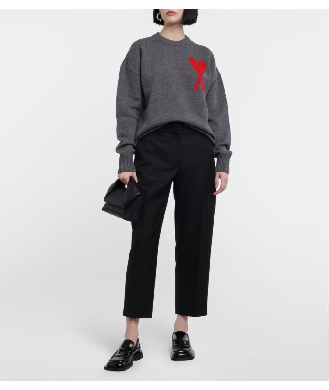 Ami Paris Серый шерстяной джемпер / свитер, фото 2