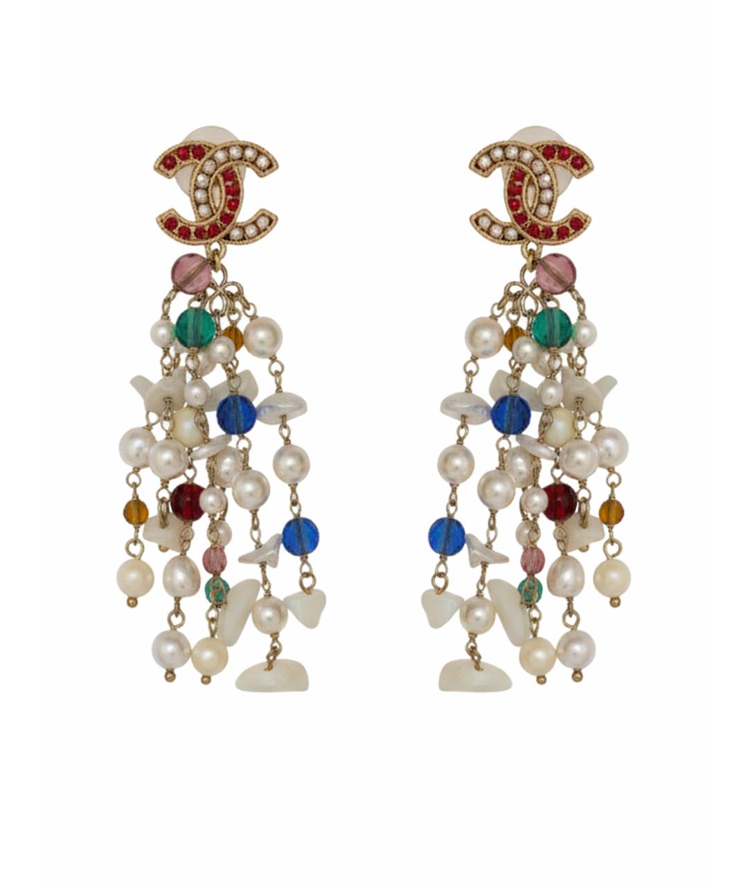 CHANEL Белые серебряные серьги, фото 1