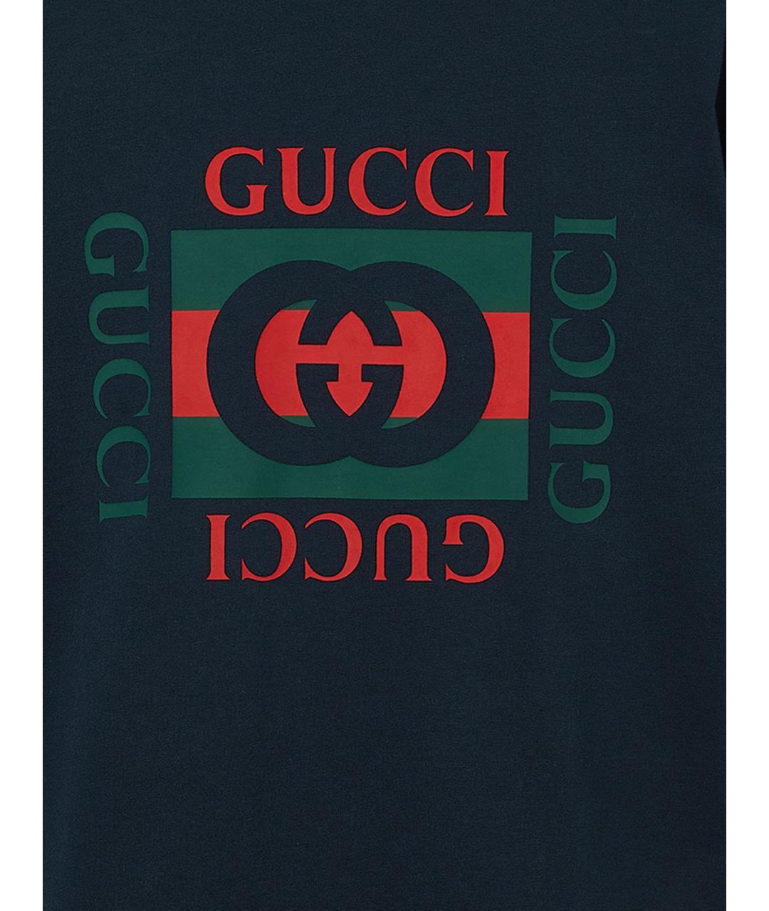 GUCCI Синяя хлопковая футболка, фото 3