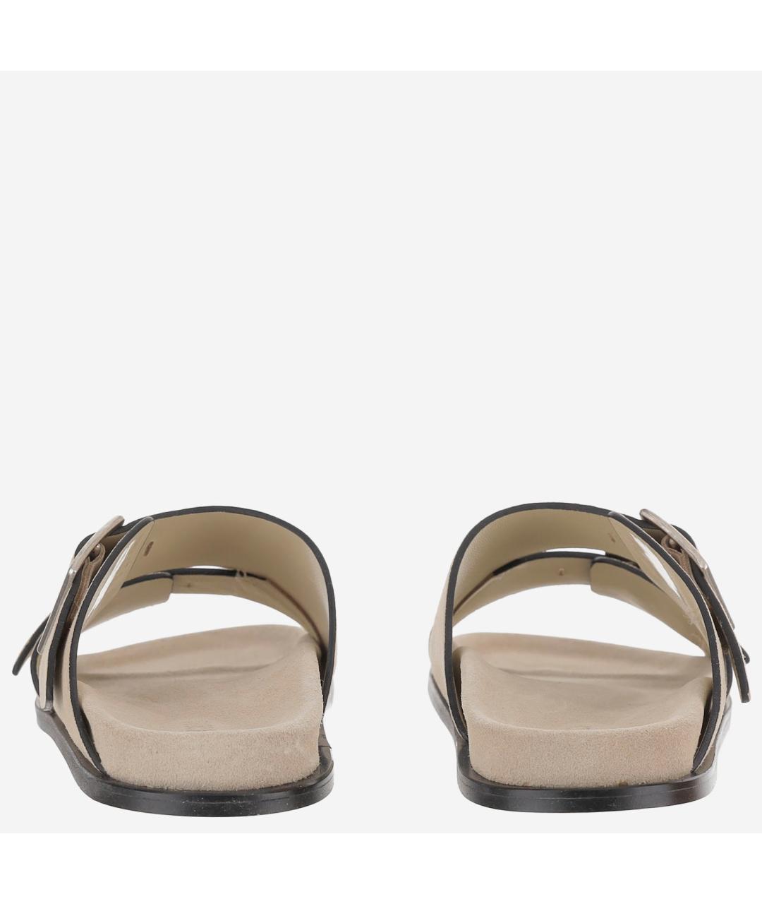 ALOHAS Бежевые кожаные шлепанцы, фото 4