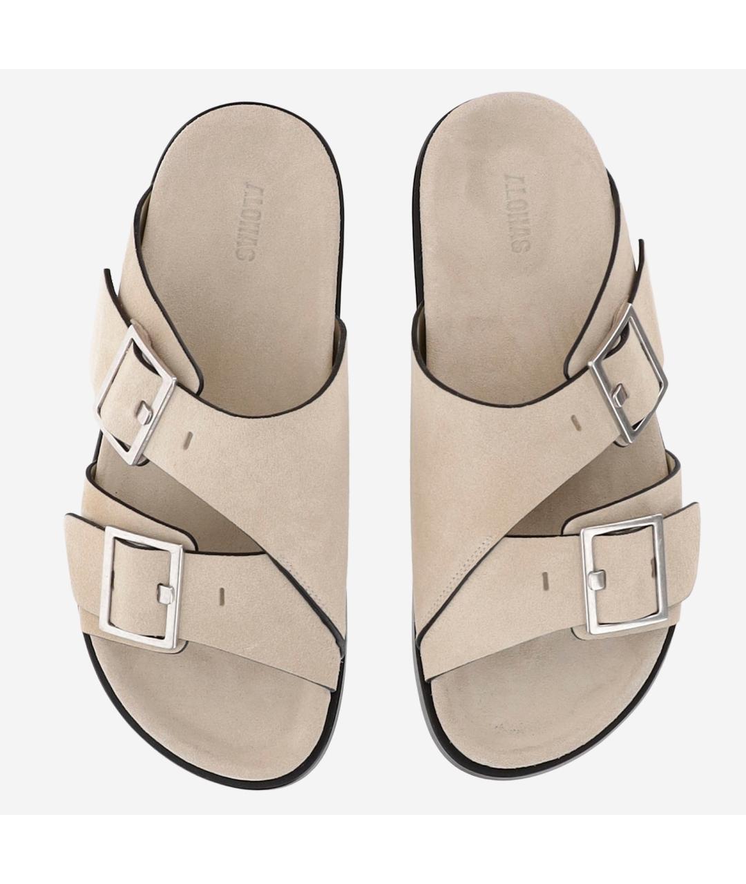 ALOHAS Бежевые кожаные шлепанцы, фото 2