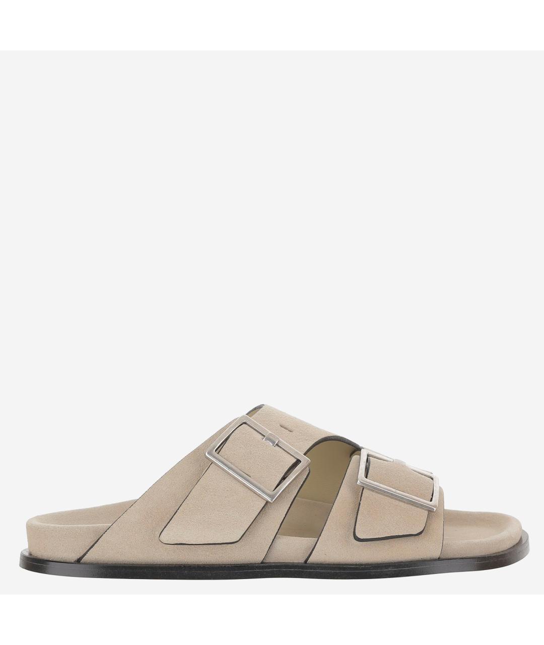 ALOHAS Бежевые кожаные шлепанцы, фото 6