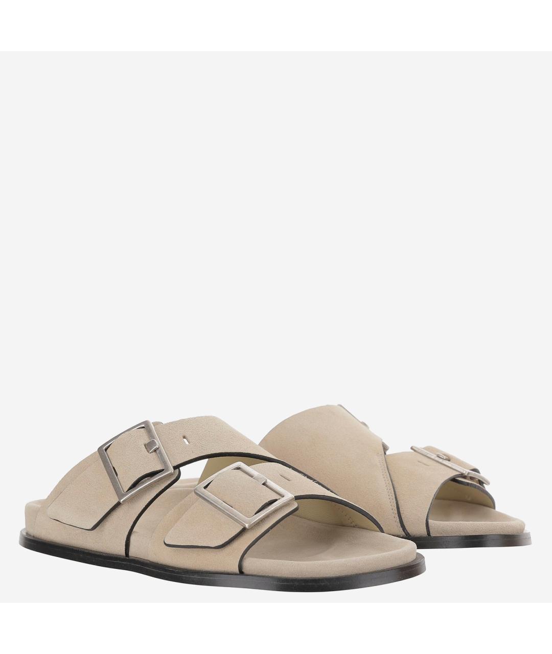 ALOHAS Бежевые кожаные шлепанцы, фото 3