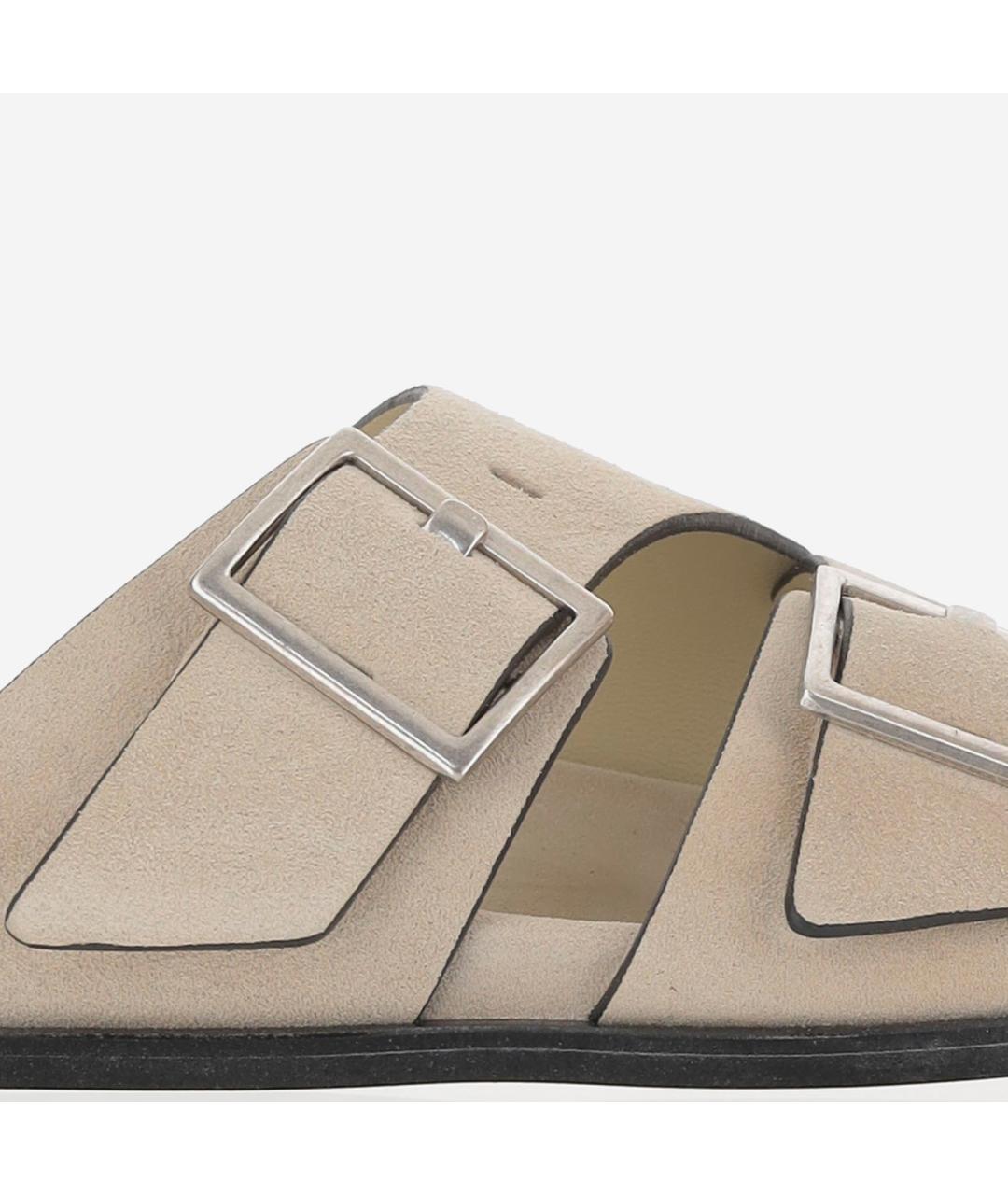 ALOHAS Бежевые кожаные шлепанцы, фото 5