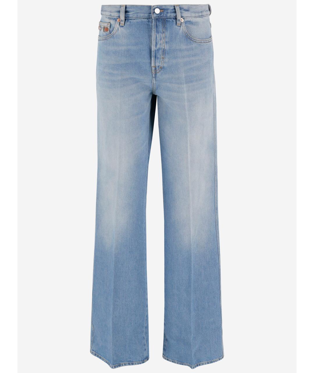 GUCCI Голубые хлопковые прямые джинсы, фото 4