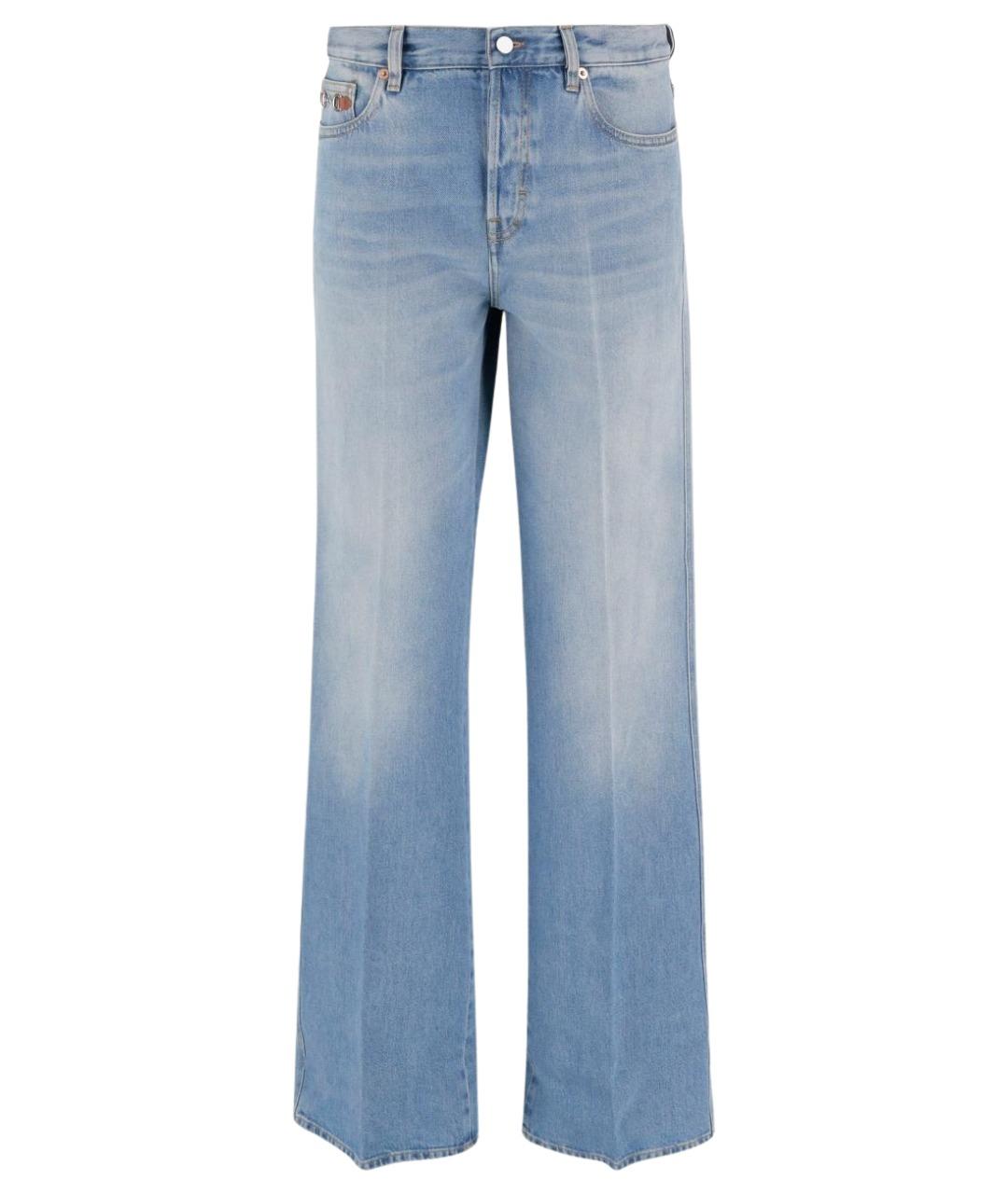 GUCCI Голубые хлопковые прямые джинсы, фото 1