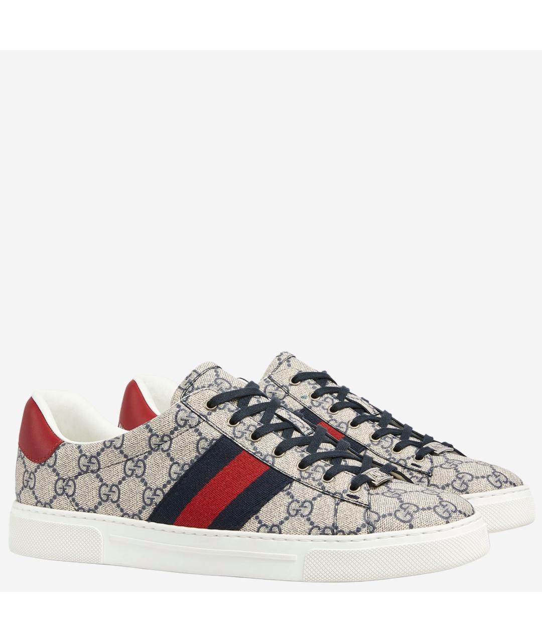 GUCCI Бежевые низкие кроссовки / кеды из искусственной кожи, фото 2