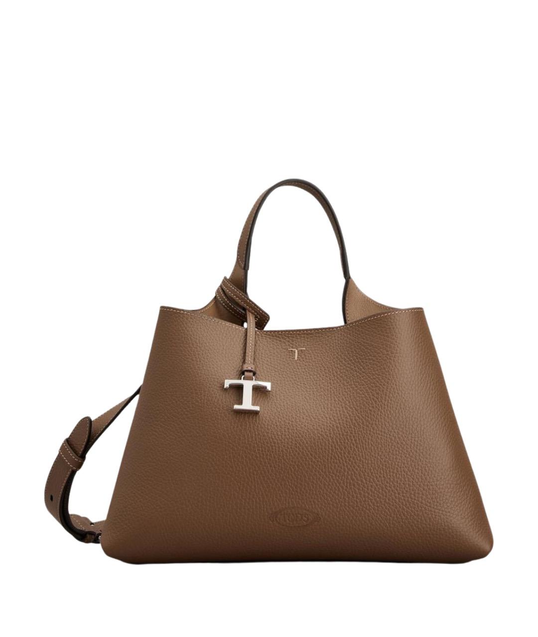TOD'S Коричневая кожаная сумка тоут, фото 1