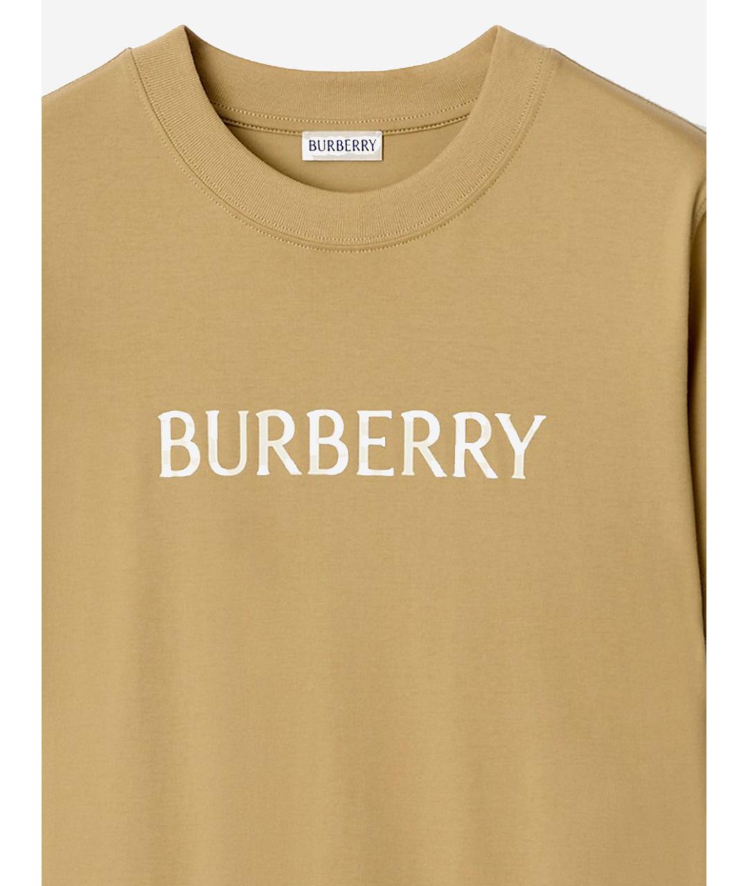 BURBERRY Бежевая хлопковая футболка, фото 3