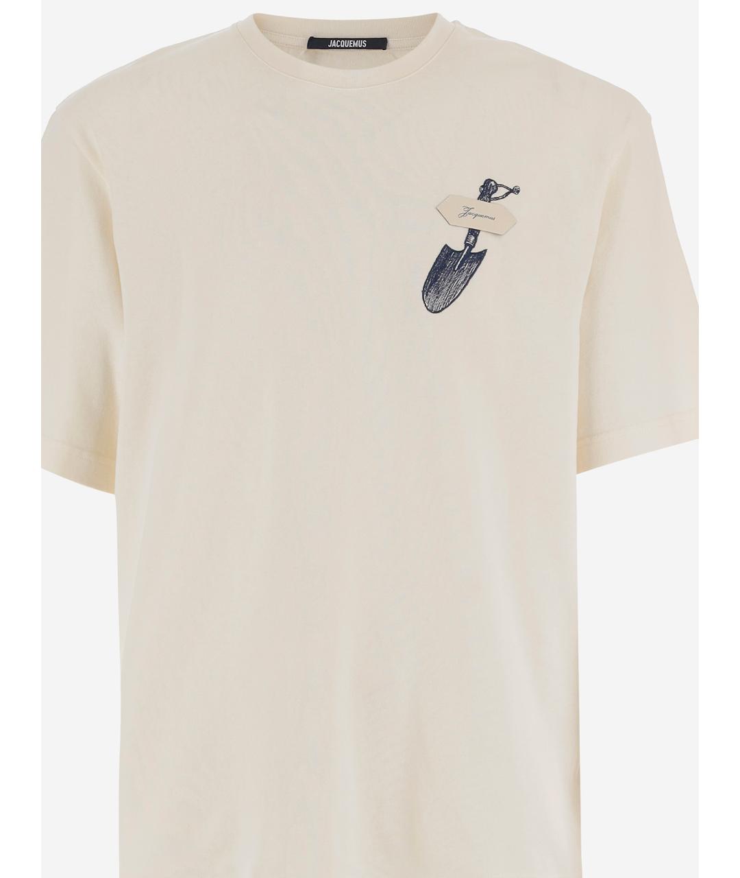 JACQUEMUS Бежевая хлопковая футболка, фото 3