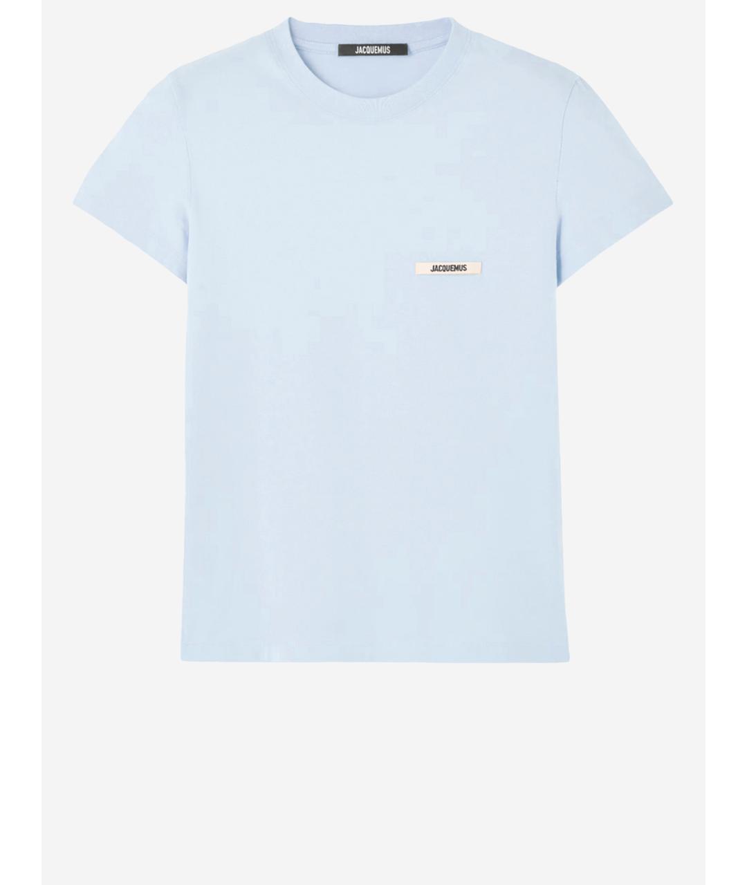 JACQUEMUS Голубая хлопковая футболка, фото 3