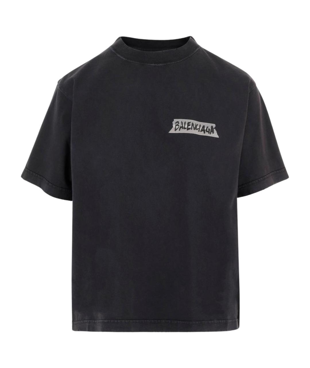 BALENCIAGA Черная хлопковая футболка, фото 1