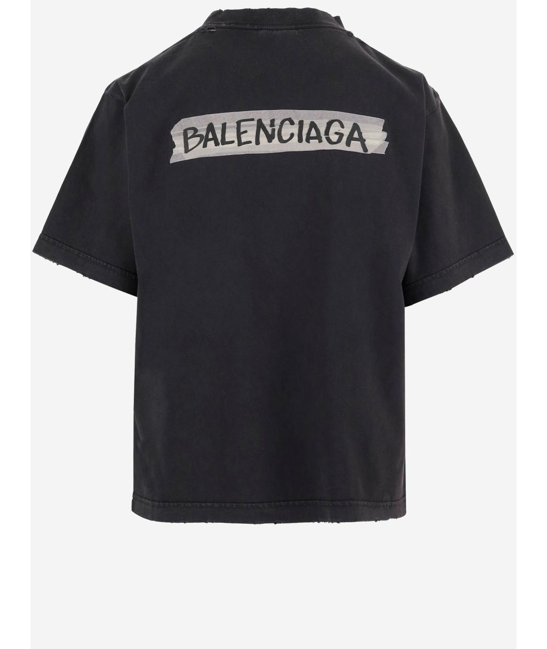 BALENCIAGA Черная хлопковая футболка, фото 2