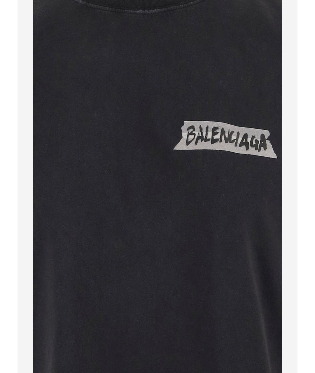 BALENCIAGA Черная хлопковая футболка, фото 3