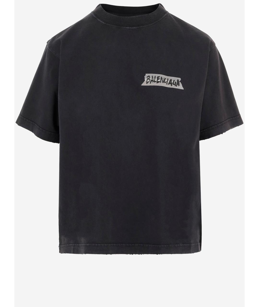 BALENCIAGA Черная хлопковая футболка, фото 4