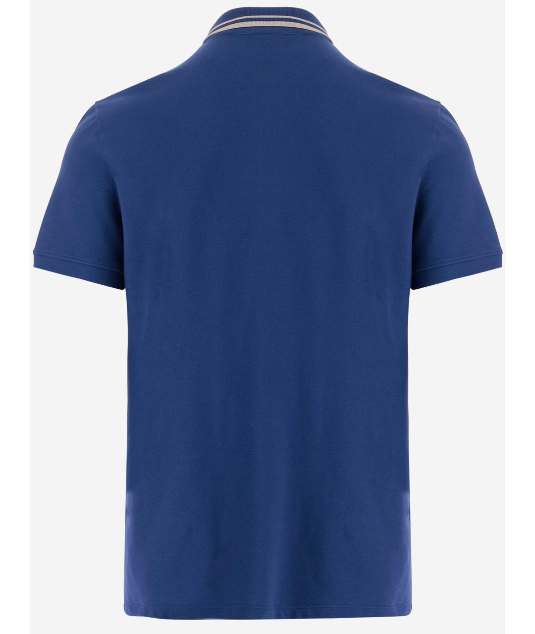 VALENTINO Синее хлопковое поло с коротким рукавом, фото 2