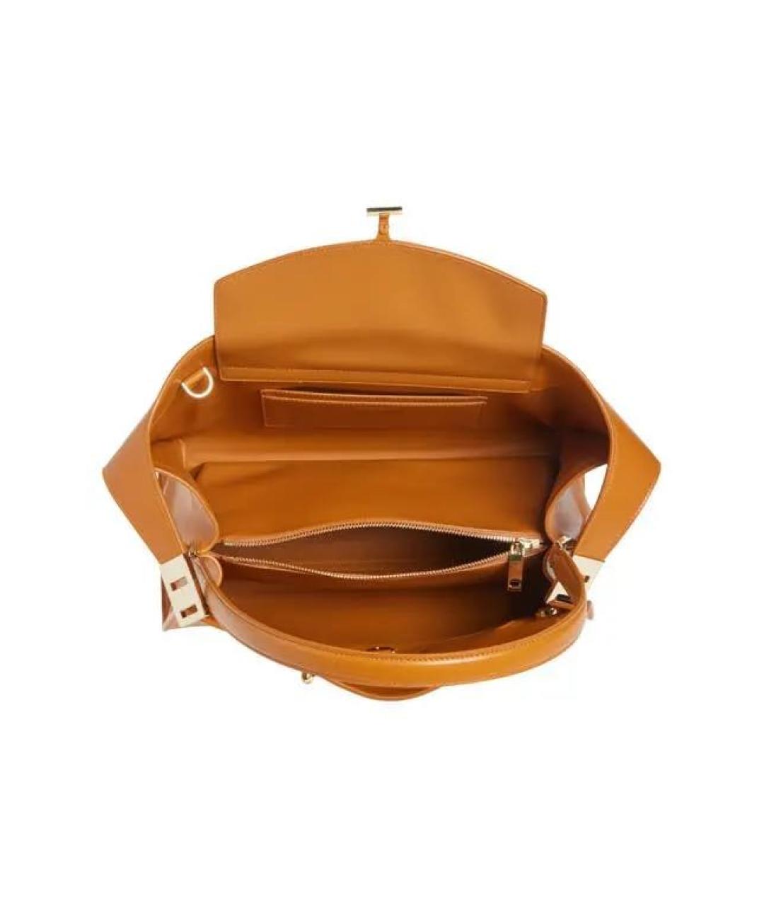 FERRAGAMO Оранжевая кожаная сумка с короткими ручками, фото 4