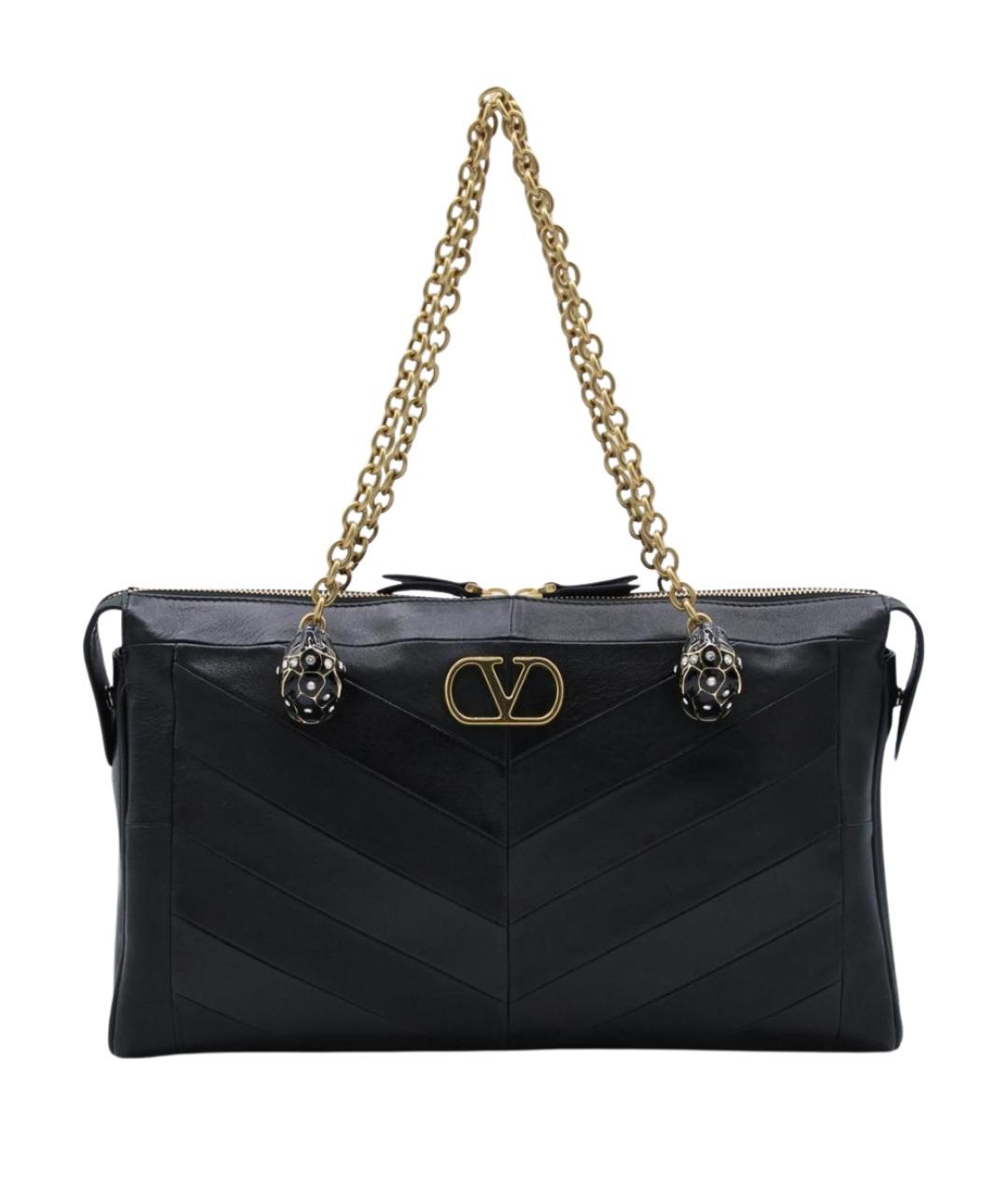 VALENTINO Черная кожаная сумка тоут, фото 1
