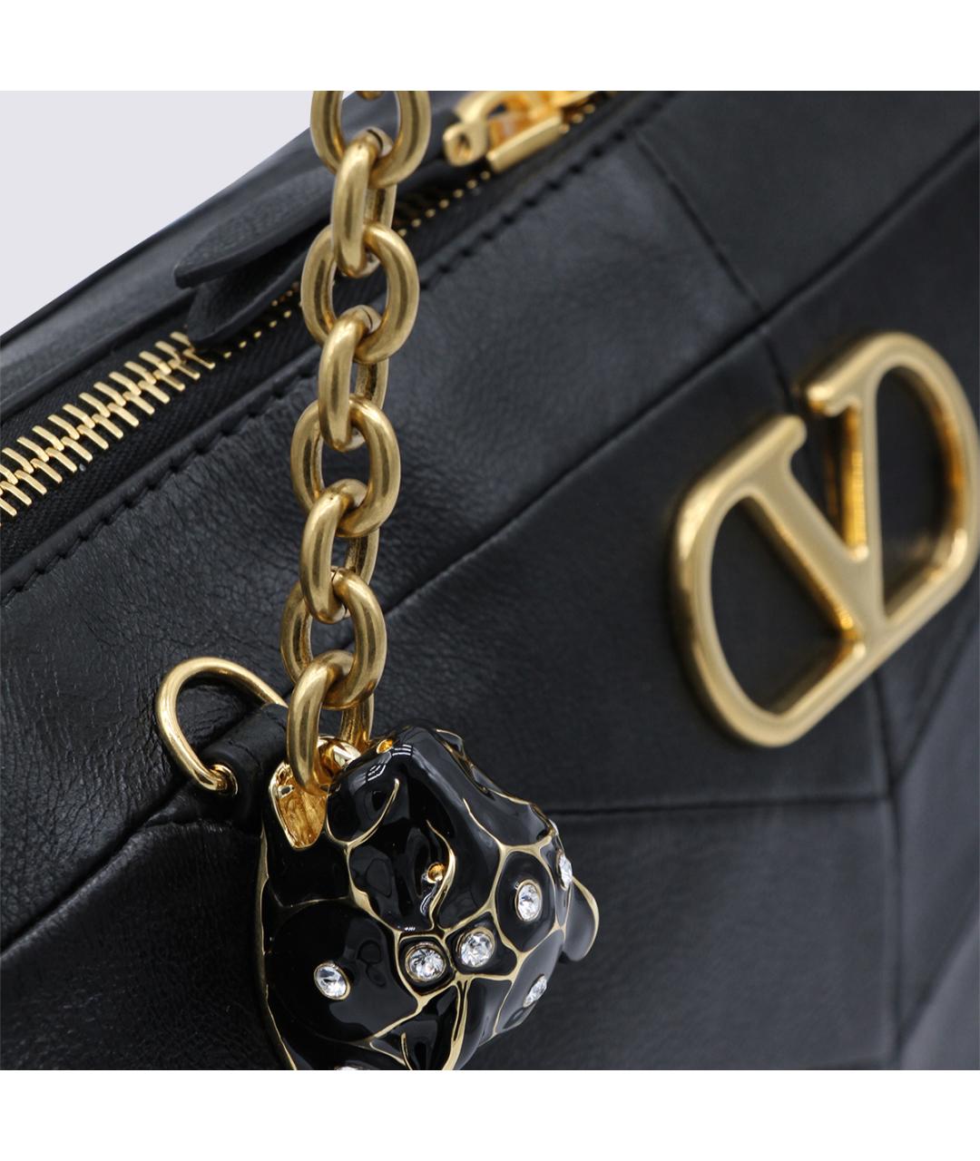 VALENTINO Черная кожаная сумка тоут, фото 4