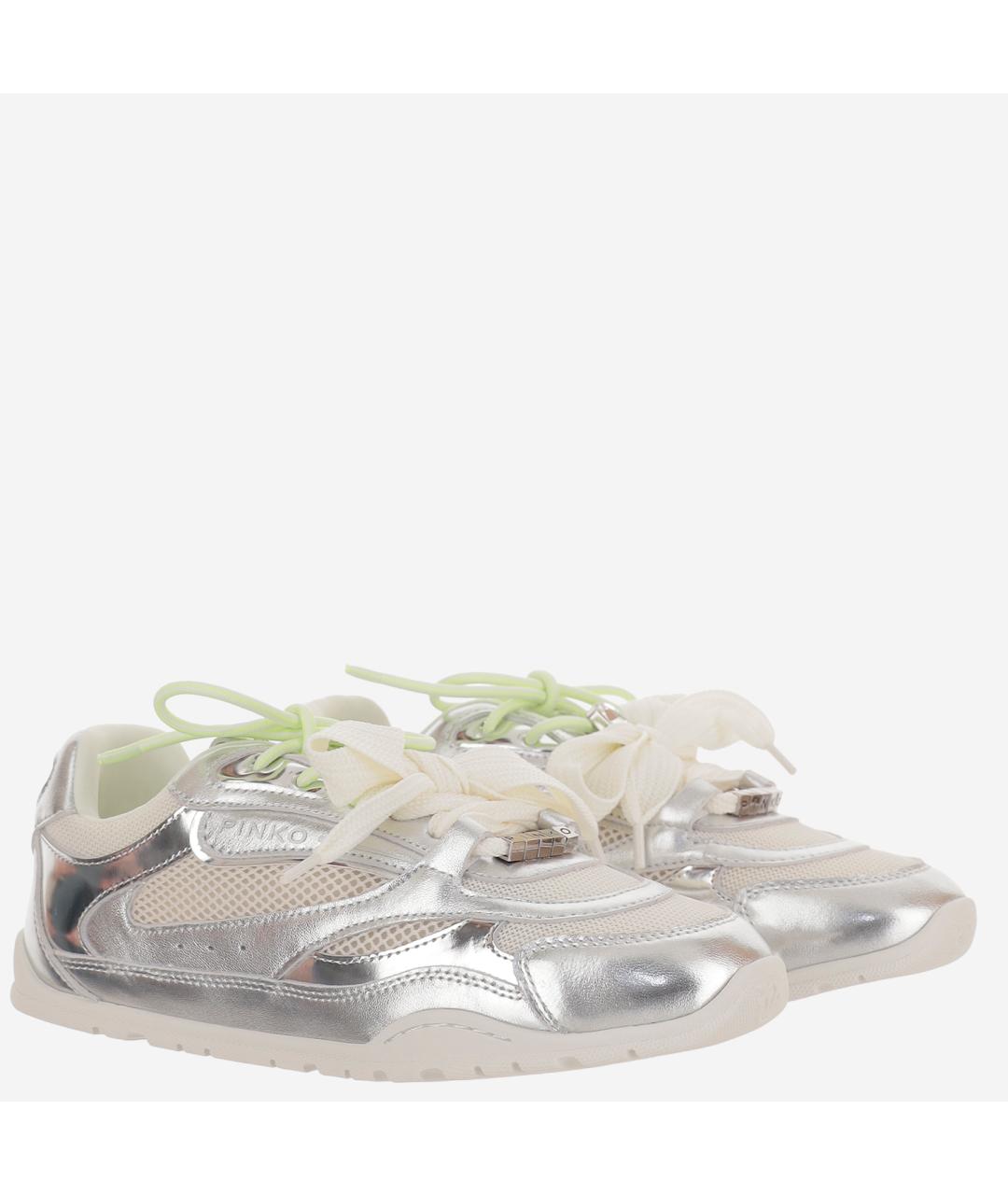 PINKO Серебряные синтетические кроссовки, фото 3