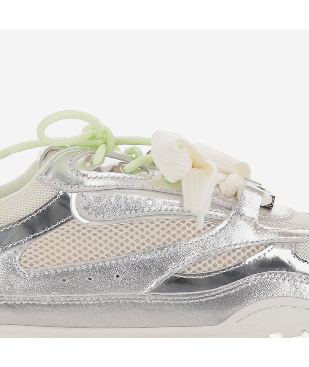 PINKO Серебряные синтетические кроссовки, фото 5