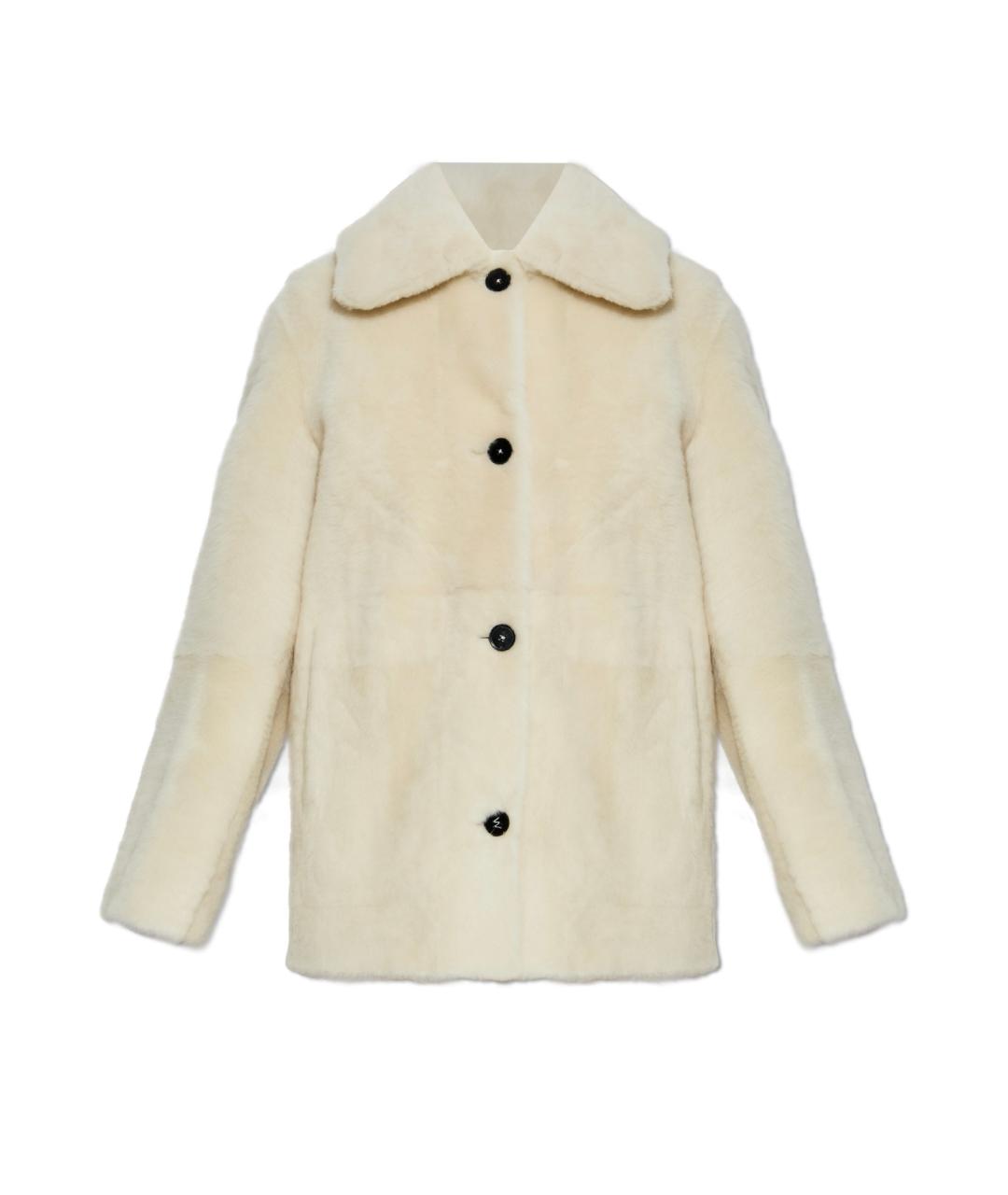 JIL SANDER Бежевая кожаная дубленка, фото 1