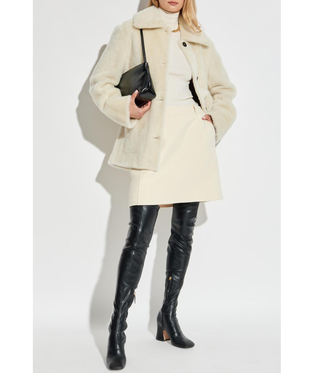 JIL SANDER Бежевая кожаная дубленка, фото 6