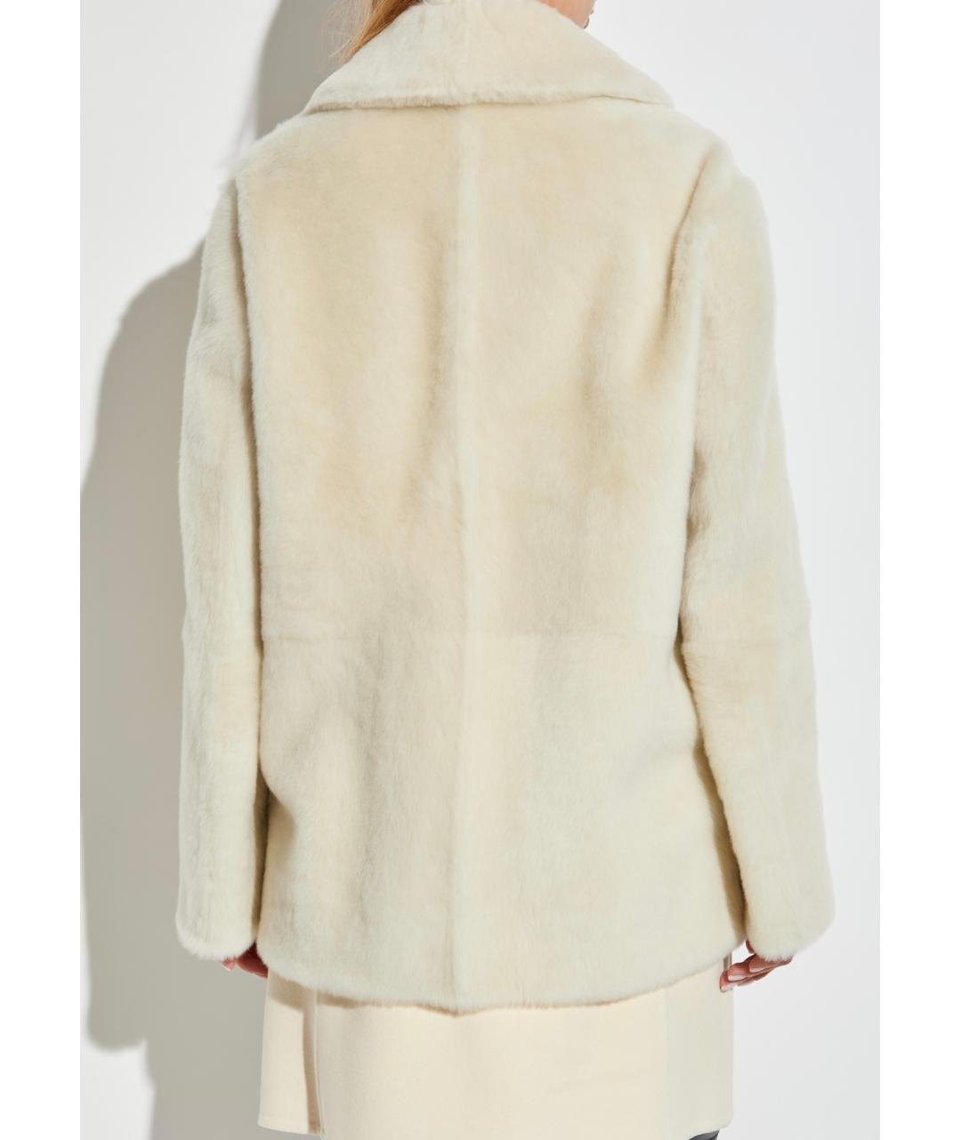 JIL SANDER Бежевая кожаная дубленка, фото 5