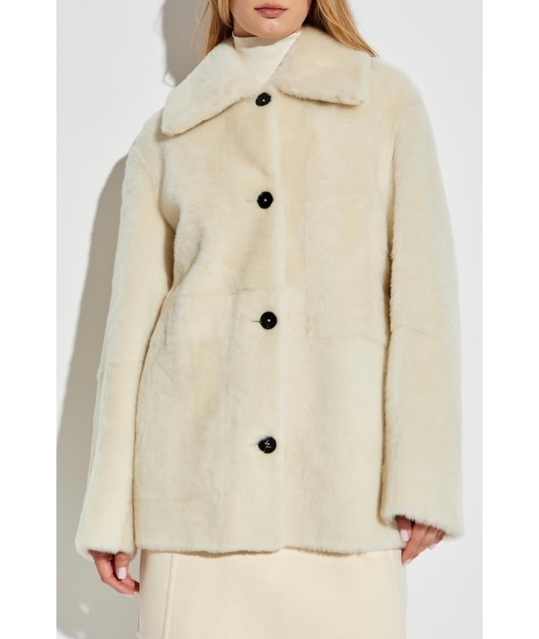 JIL SANDER Бежевая кожаная дубленка, фото 4