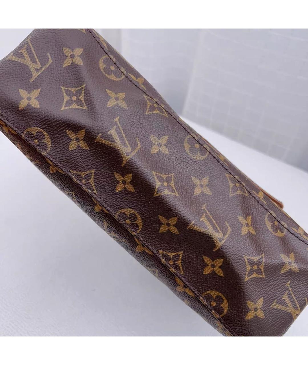 LOUIS VUITTON Коричневая кожаная сумка с короткими ручками, фото 5