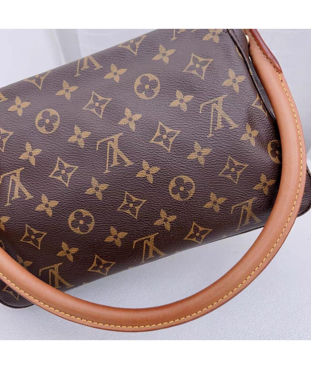 LOUIS VUITTON Коричневая кожаная сумка с короткими ручками, фото 7