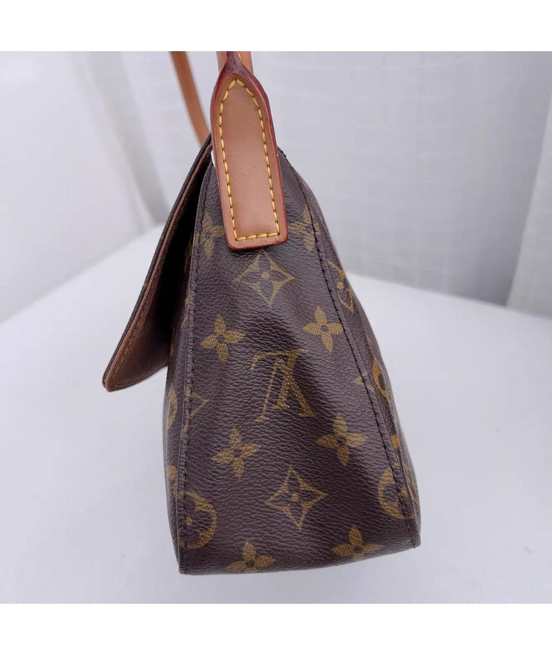 LOUIS VUITTON Коричневая кожаная сумка с короткими ручками, фото 4
