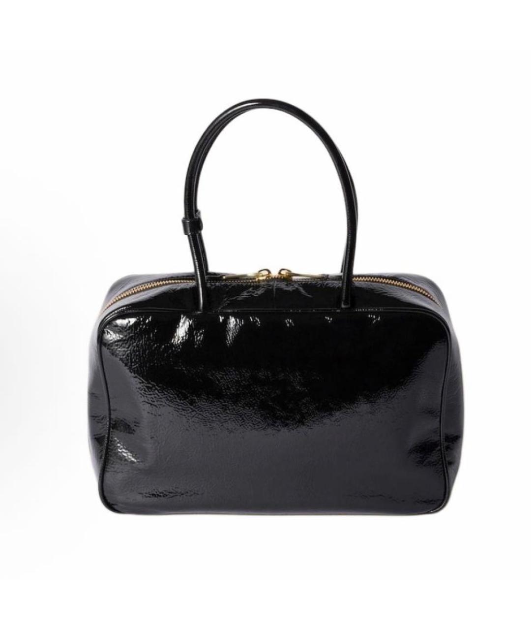 MIU MIU Черная сумка с короткими ручками из лакированной кожи, фото 3