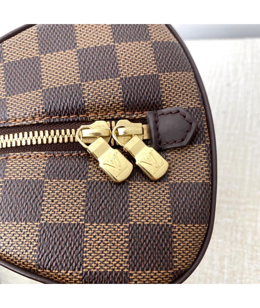 LOUIS VUITTON Коричневая кожаная сумка с короткими ручками, фото 7