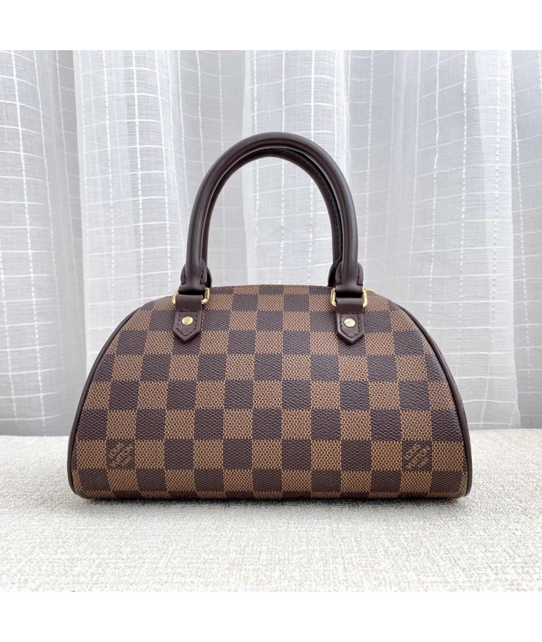 LOUIS VUITTON Коричневая кожаная сумка с короткими ручками, фото 8