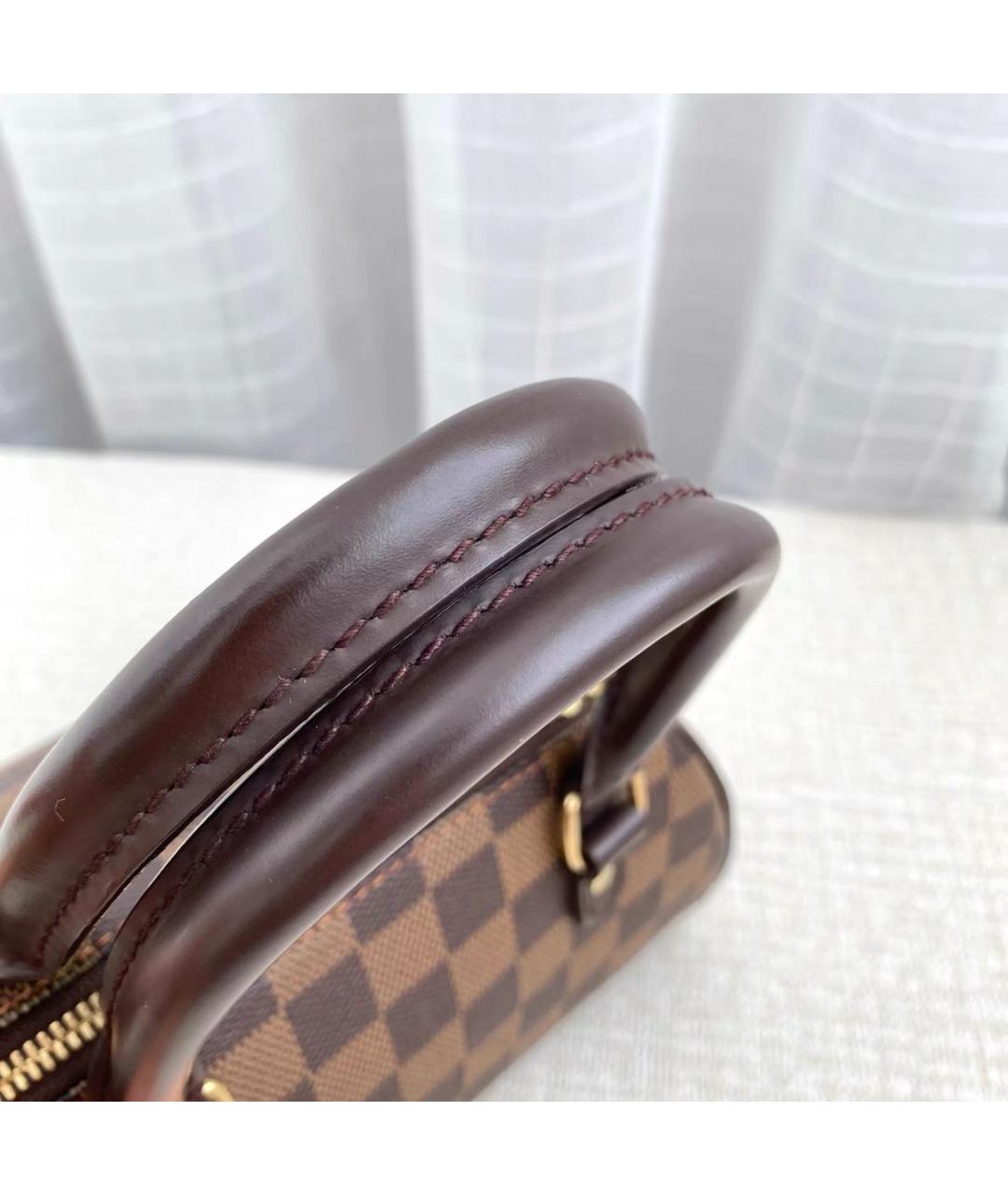 LOUIS VUITTON Коричневая кожаная сумка с короткими ручками, фото 5