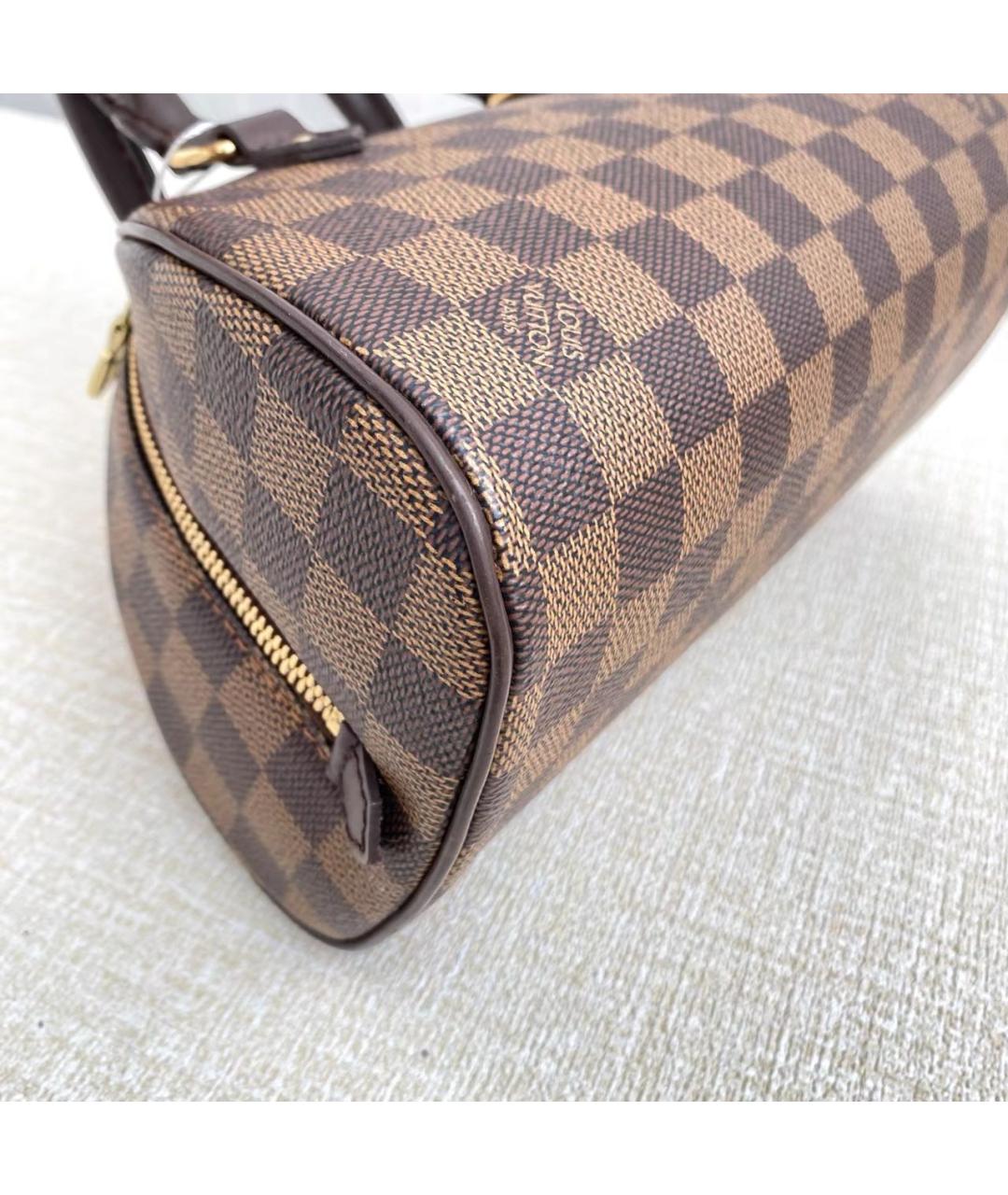 LOUIS VUITTON Коричневая кожаная сумка с короткими ручками, фото 3