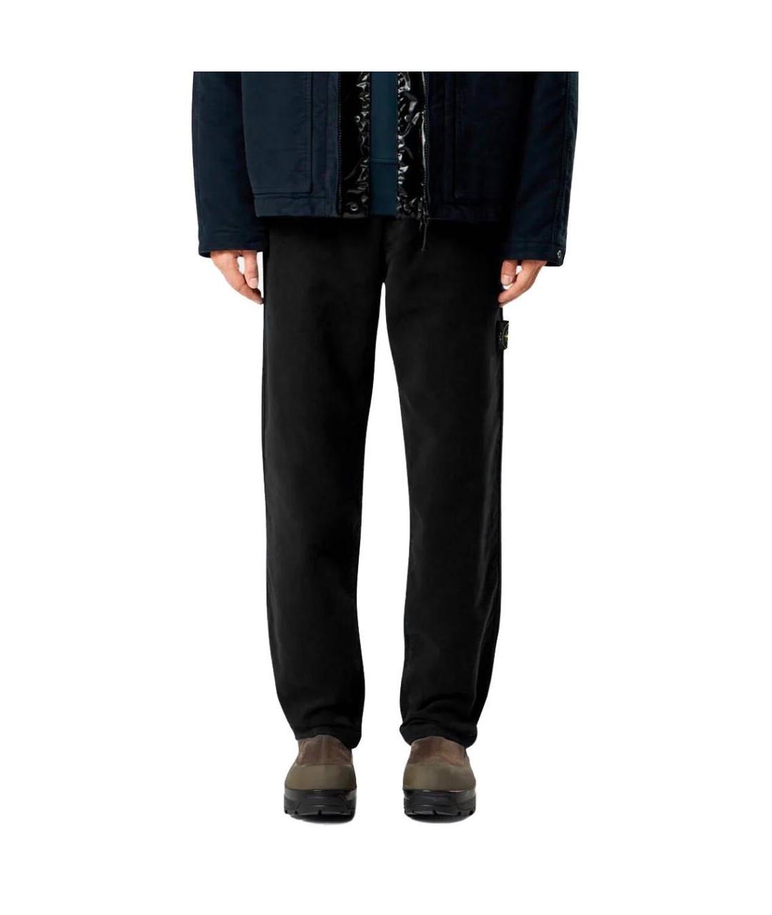 STONE ISLAND Черные хлопковые повседневные брюки, фото 4