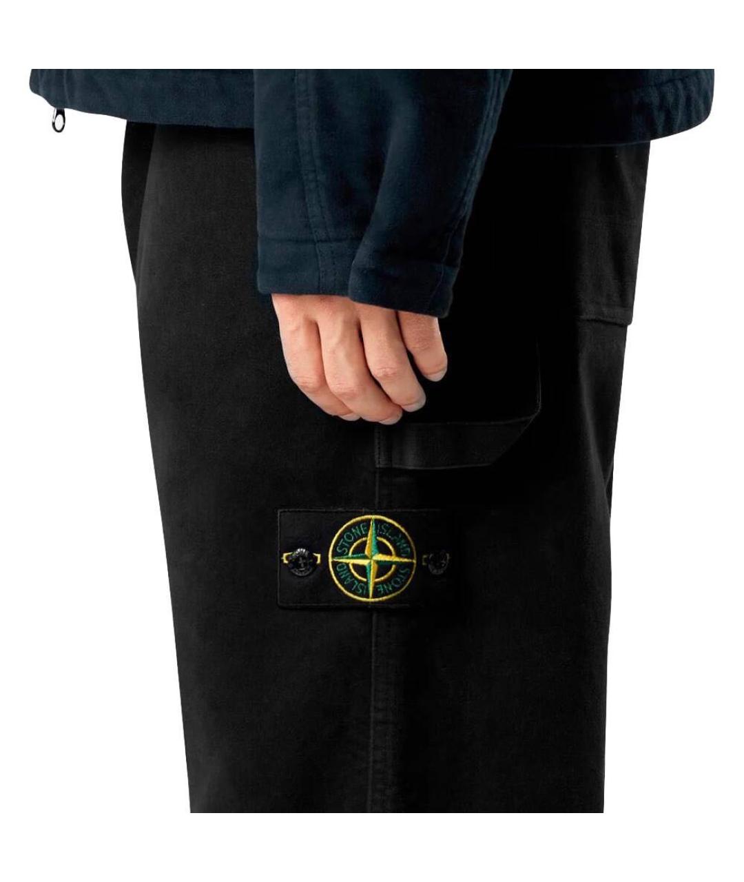 STONE ISLAND Черные хлопковые повседневные брюки, фото 2