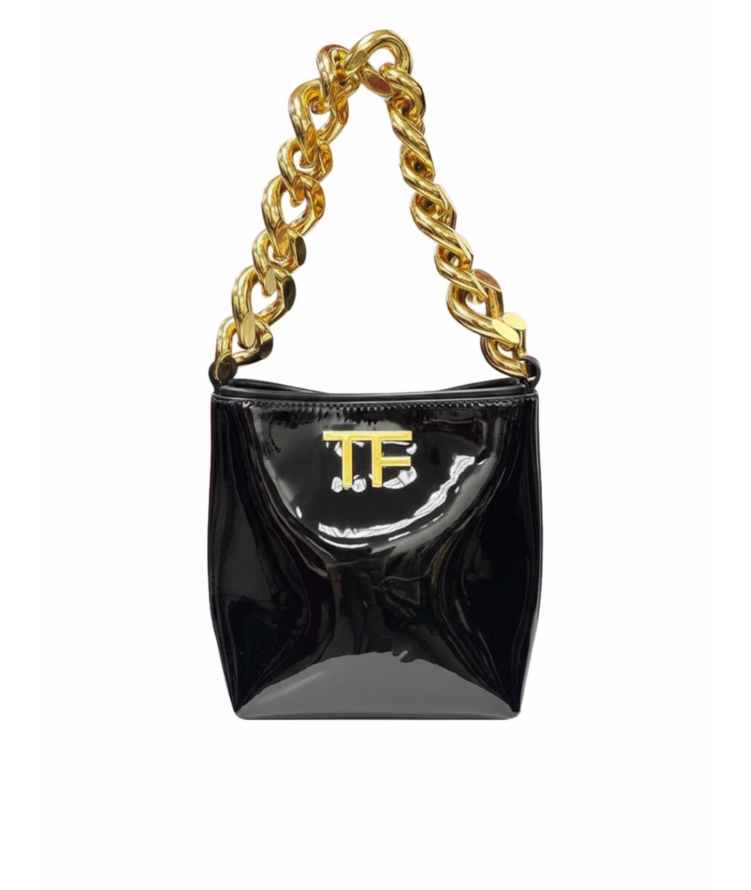 TOM FORD Черная сумка с короткими ручками из лакированной кожи, фото 1