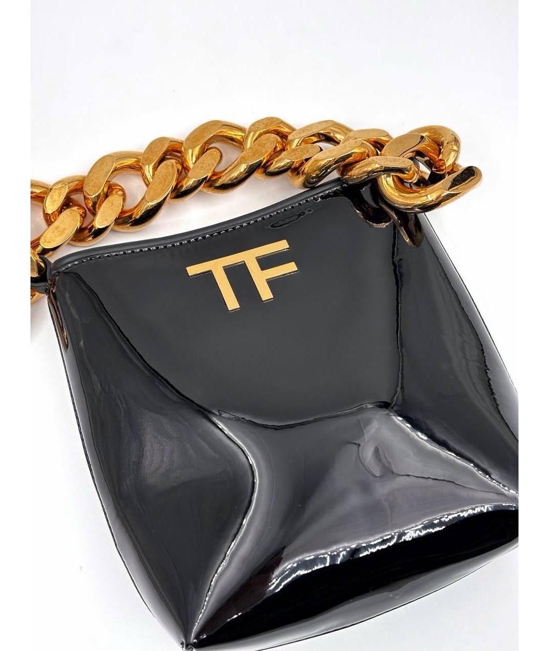 TOM FORD Черная сумка с короткими ручками из лакированной кожи, фото 3