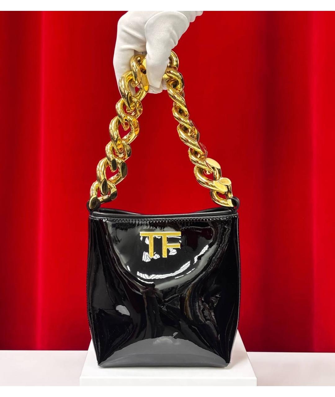 TOM FORD Черная сумка с короткими ручками из лакированной кожи, фото 7