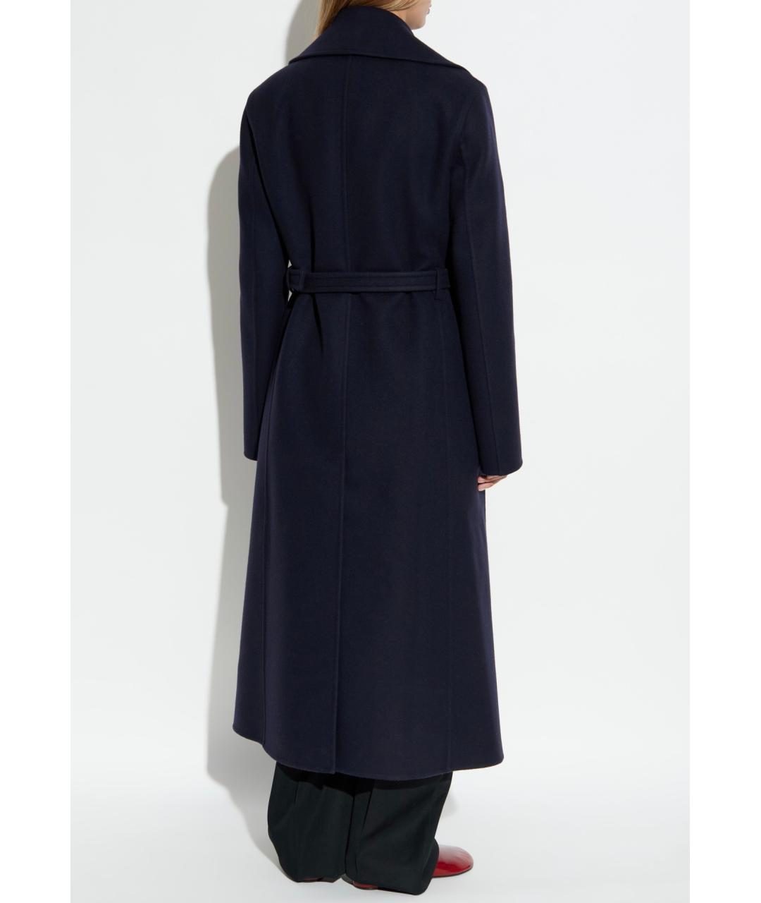 JIL SANDER Темно-синее шерстяное пальто, фото 4