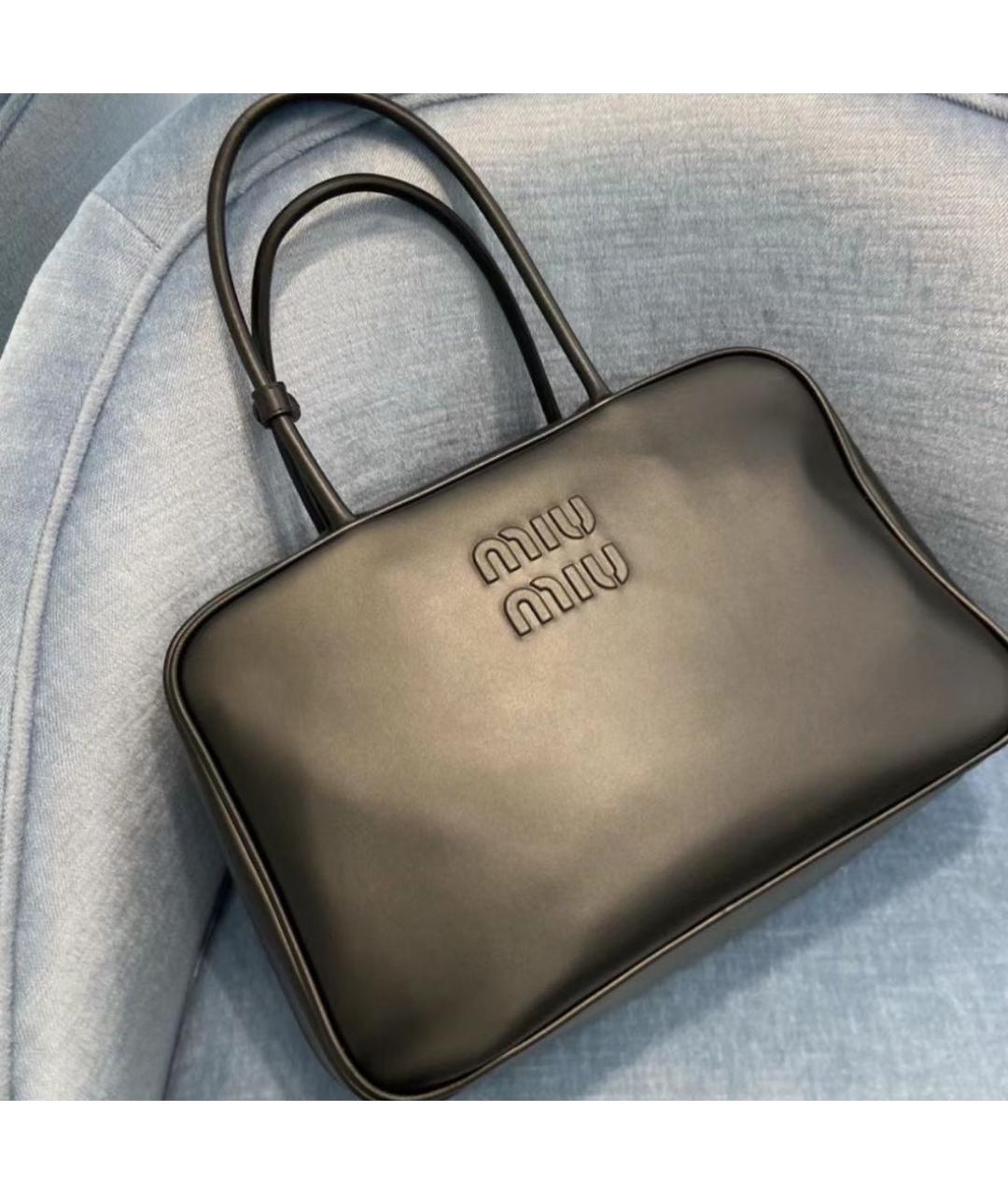 MIU MIU Черная кожаная сумка с короткими ручками, фото 8