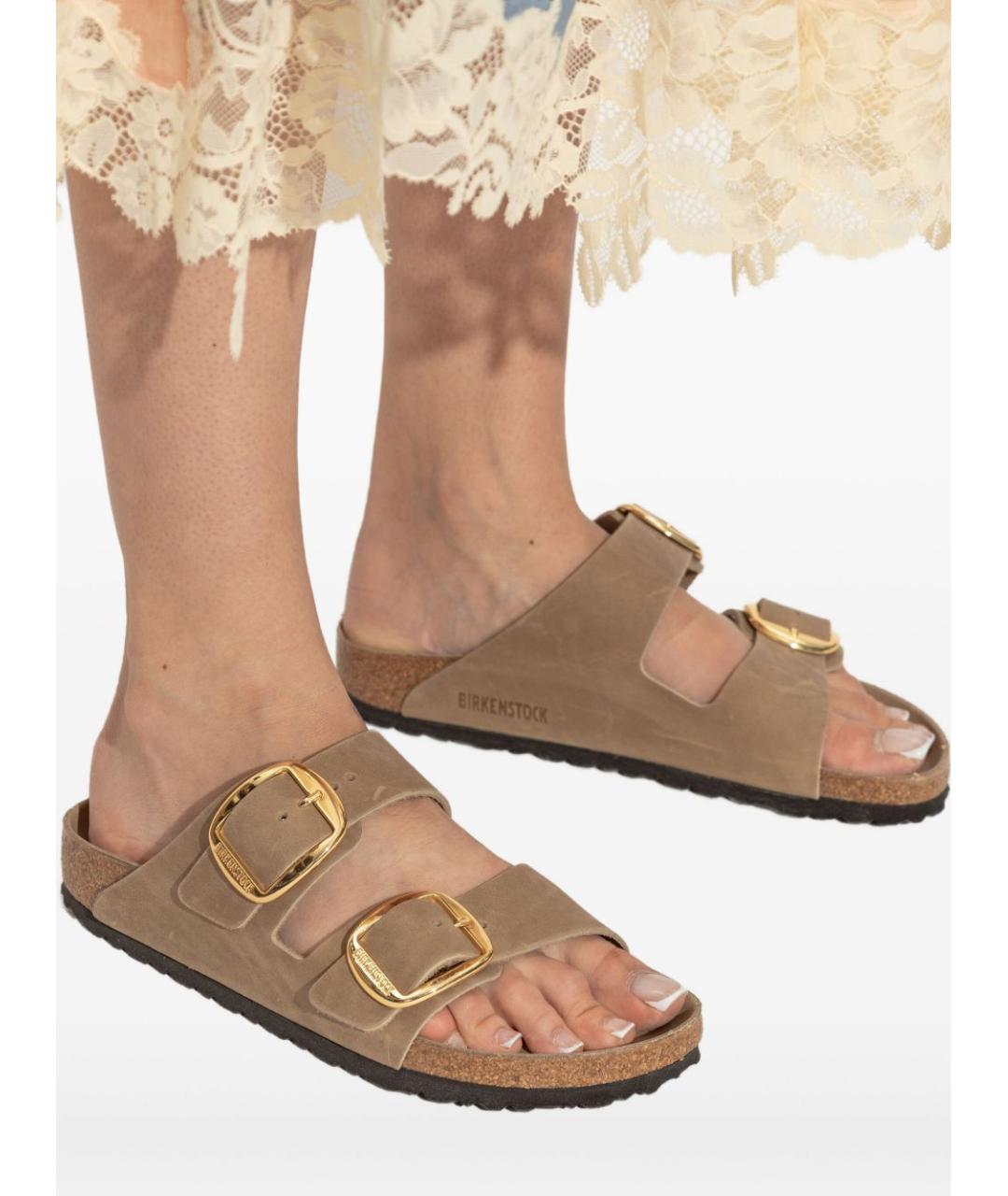 BIRKENSTOCK Коричневые кожаные шлепанцы, фото 4