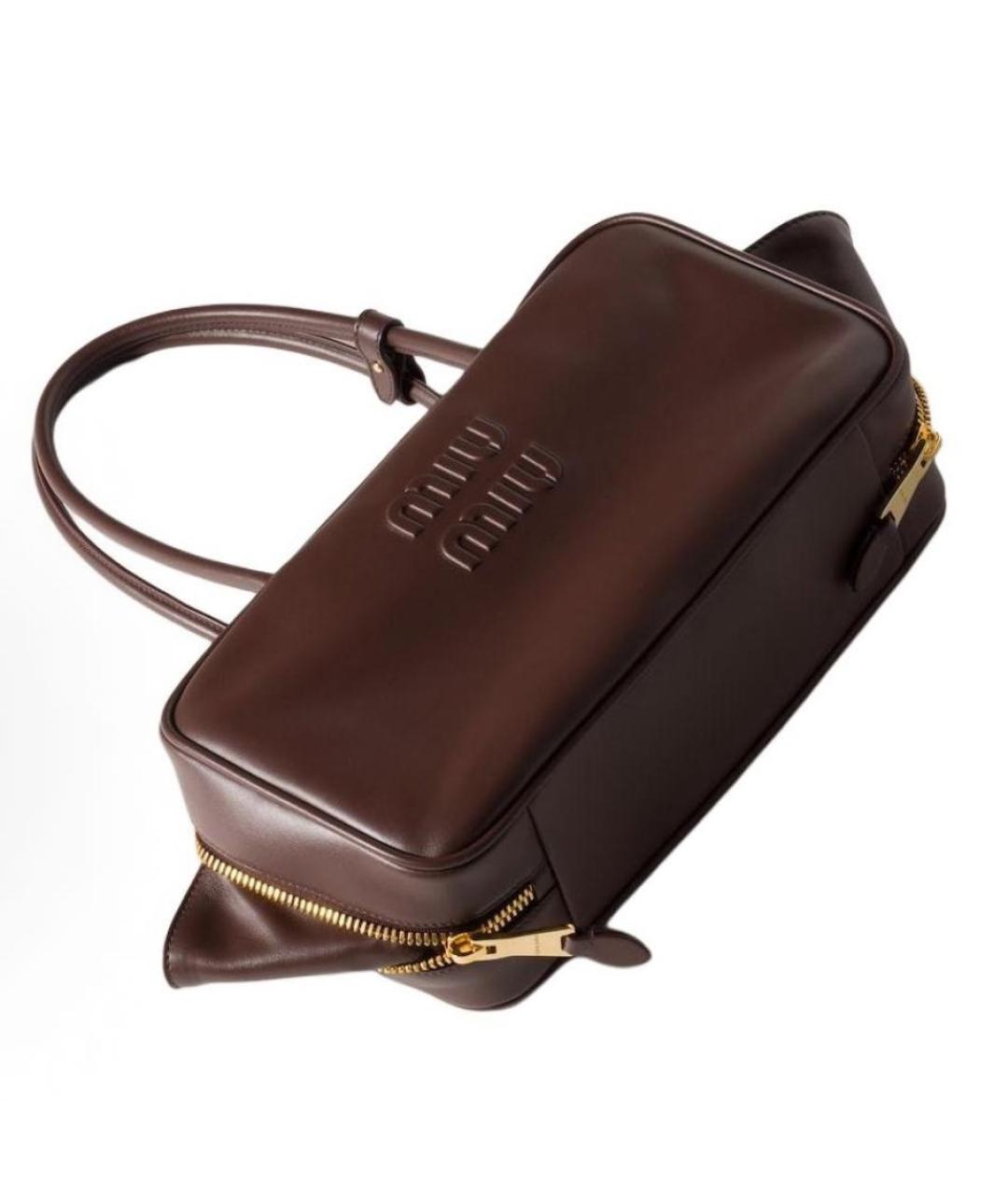 MIU MIU Коричневая кожаная сумка с короткими ручками, фото 2