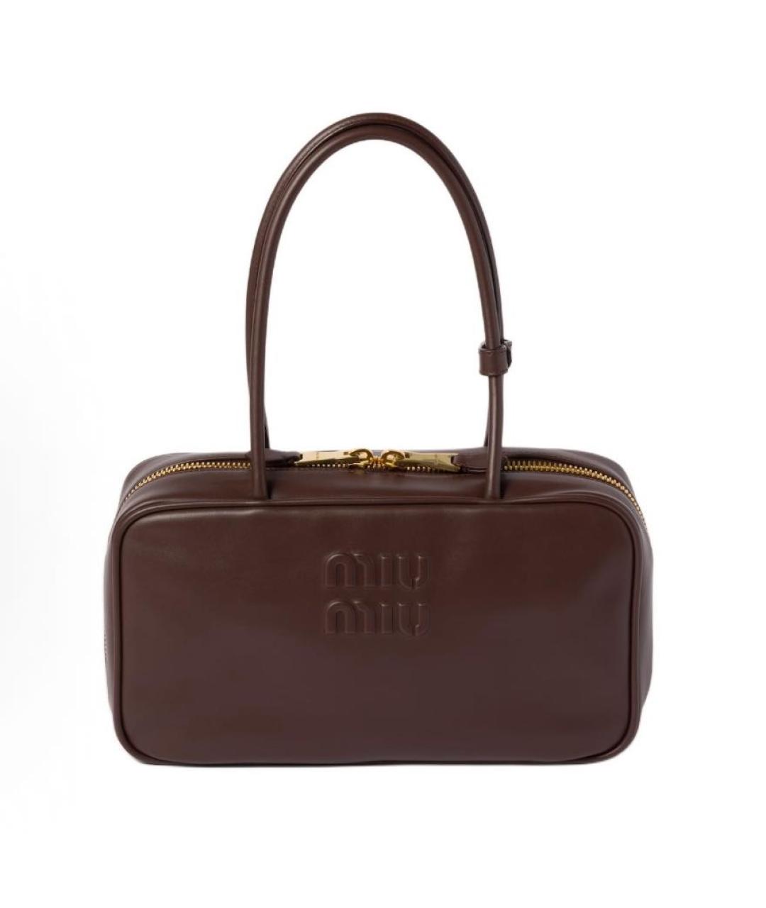 MIU MIU Коричневая кожаная сумка с короткими ручками, фото 1