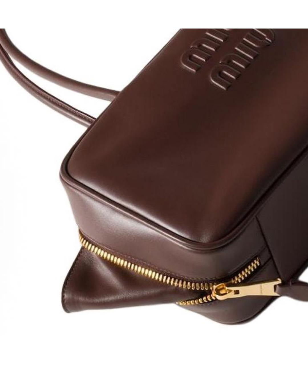 MIU MIU Коричневая кожаная сумка с короткими ручками, фото 3