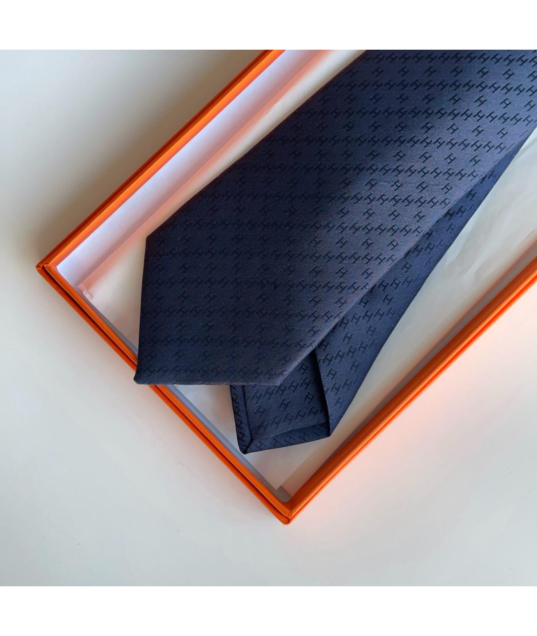 HERMES Синий шелковый галстук, фото 4