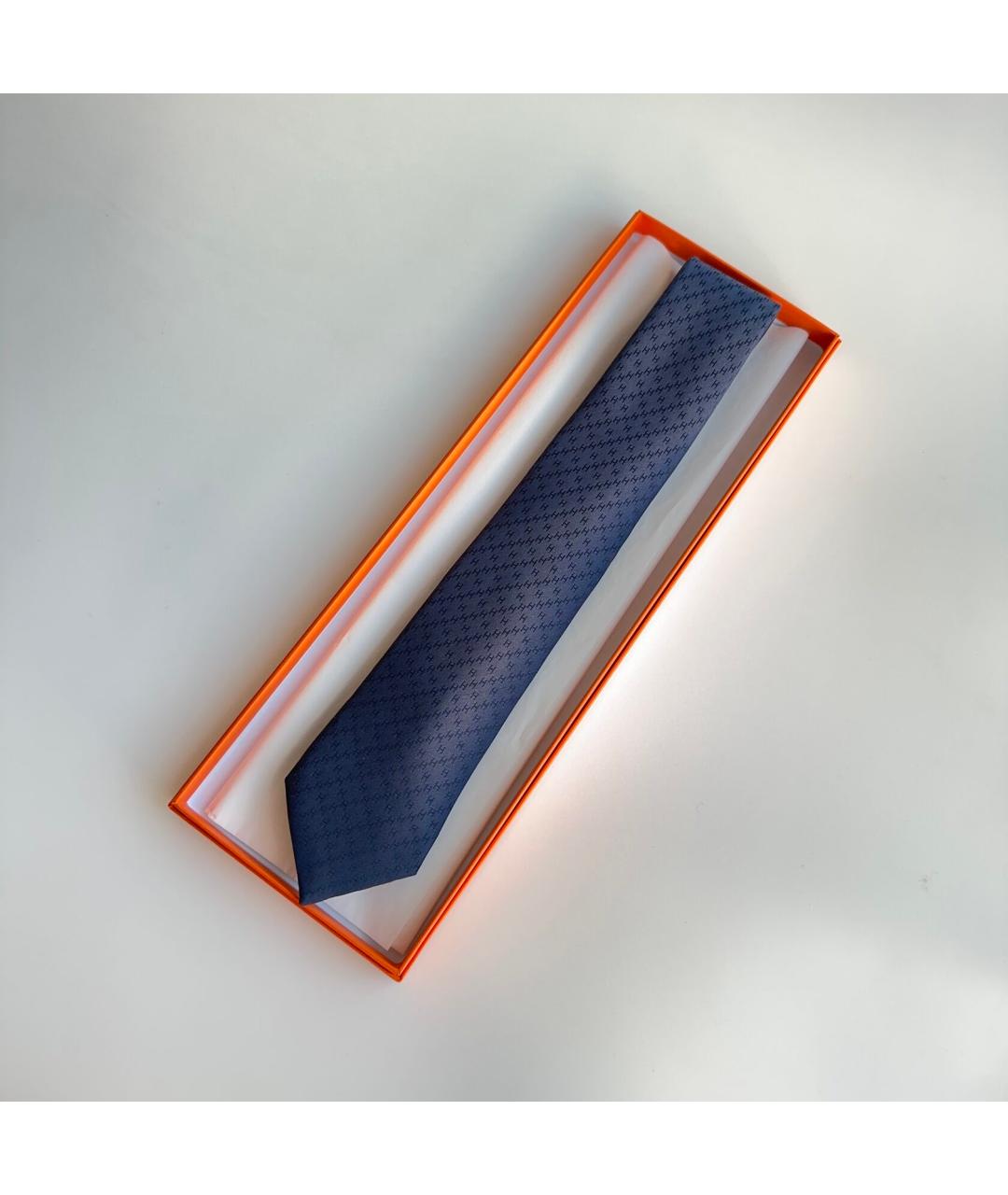 HERMES Синий шелковый галстук, фото 3